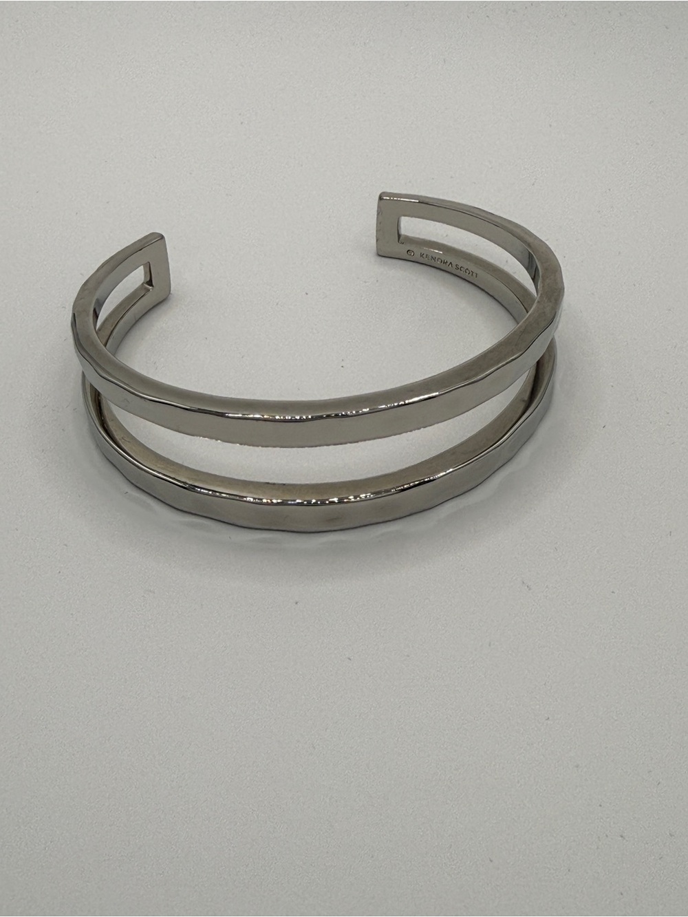 Kendra Scott Zorte Hammered Silver Tone Double-Band Cuff Bracelet